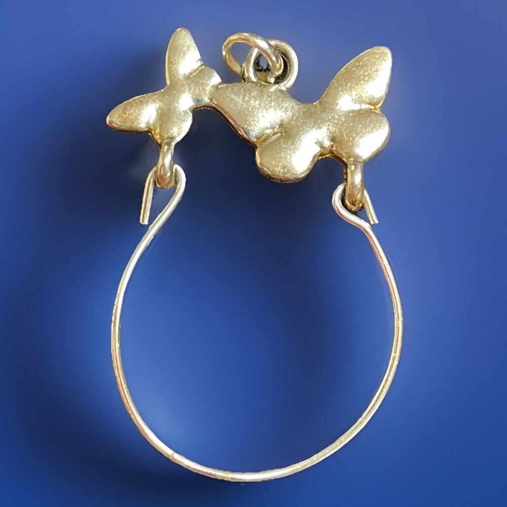 Unsigned Silver-Tone Butterfly Charm Holder Pendant